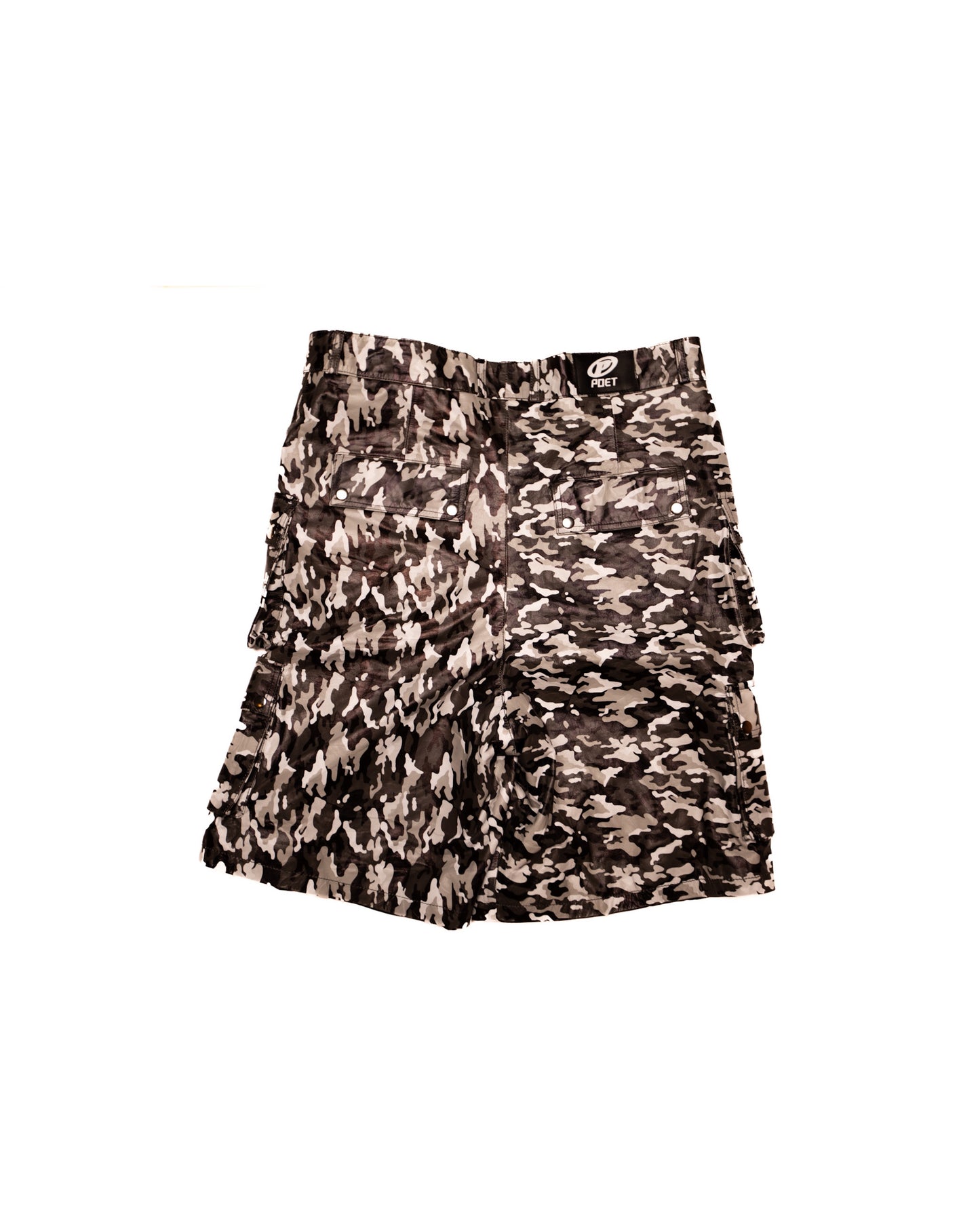 Snow Camo Leather Cargo Shorts