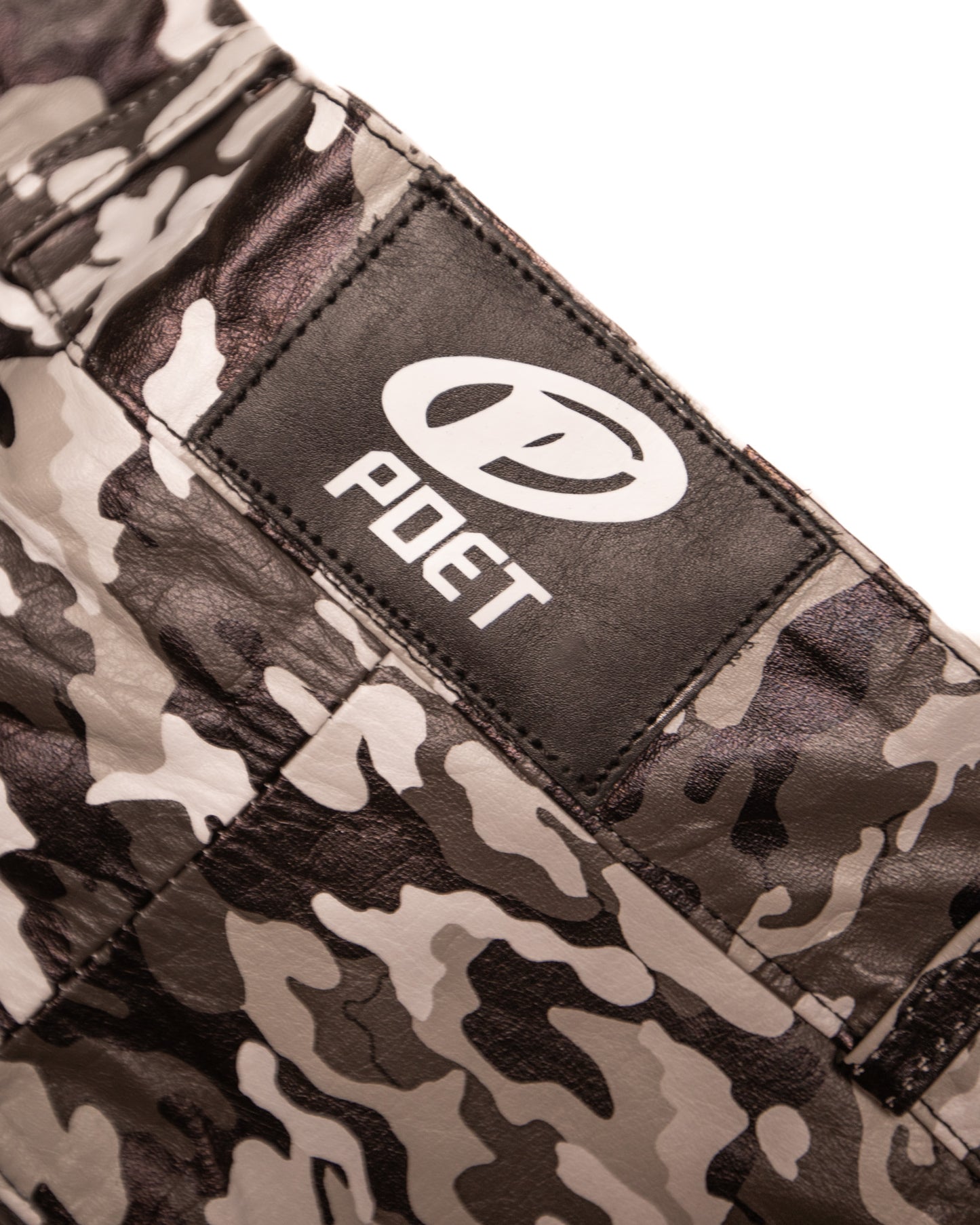 Snow Camo Leather Cargo Shorts