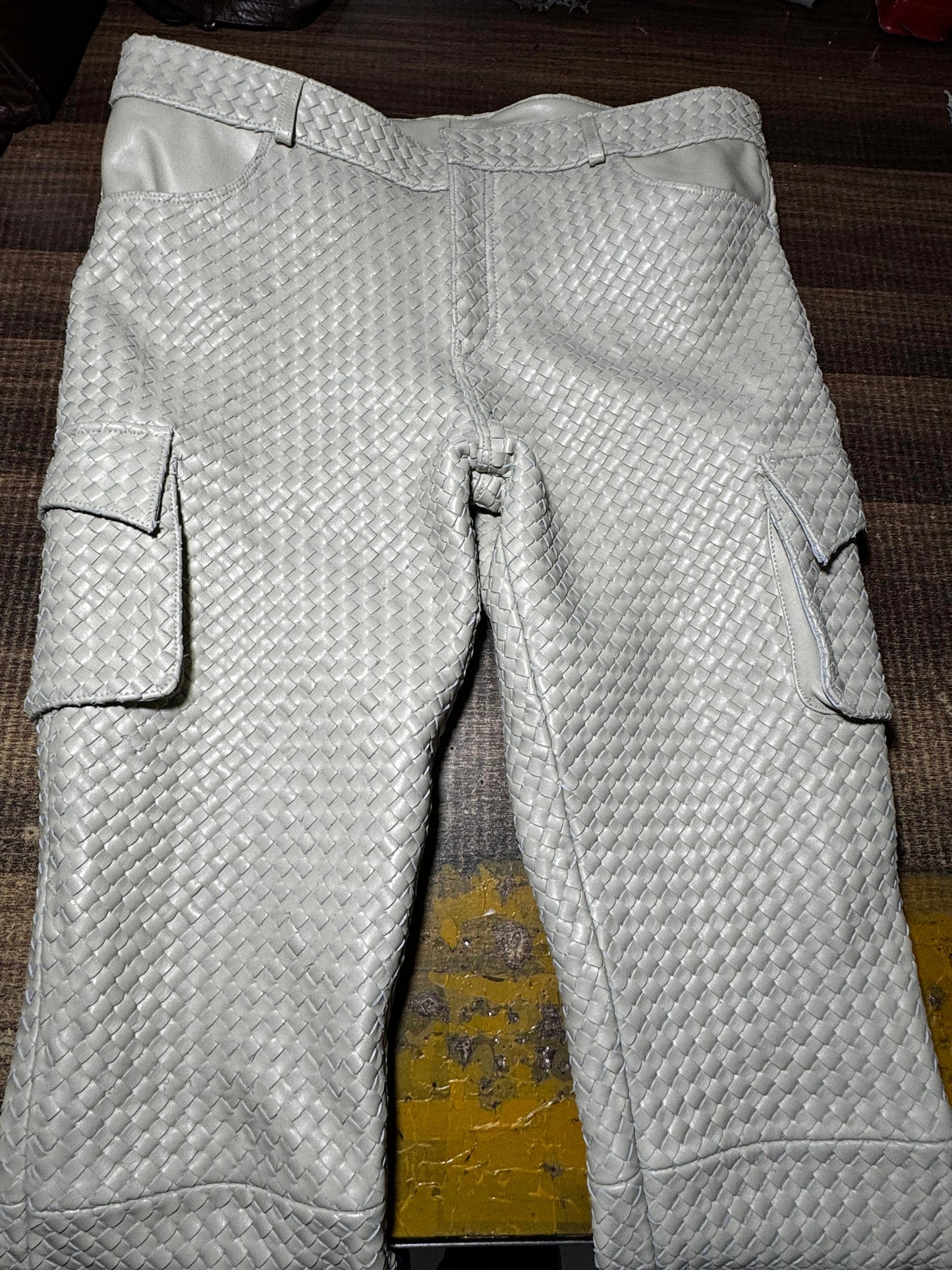 Poet' Intrecciato Woven Leather Pants