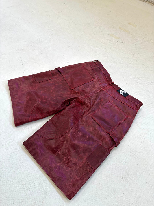 Merlot' Bison Leather Carpenter Shorts