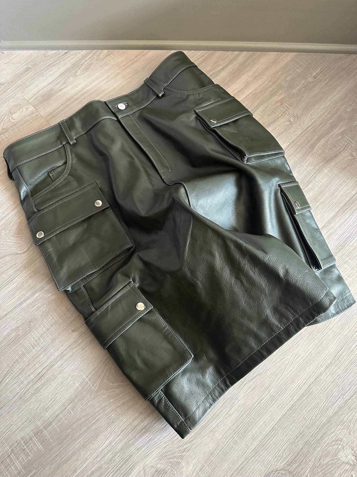 Pebbled Leather Cargo Shorts