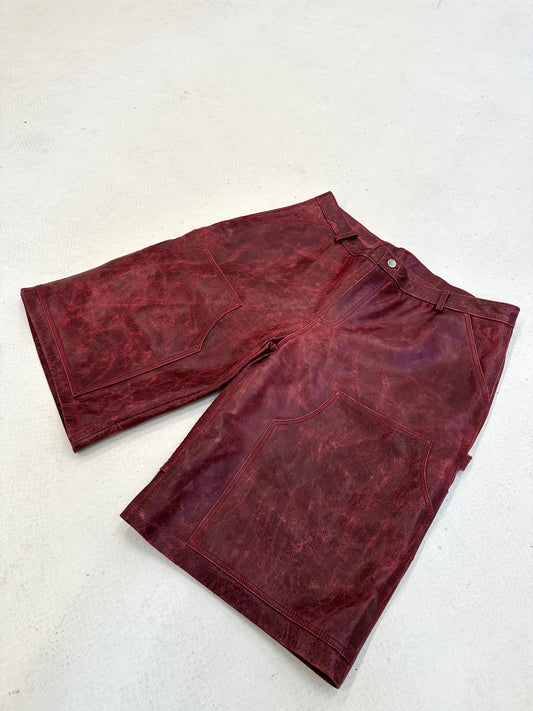 Merlot' Bison Leather Carpenter Shorts