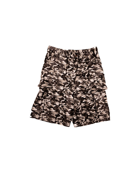 Snow Camo Leather Cargo Shorts